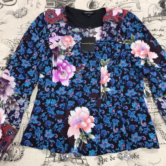 Nanette Lepore Printed Silk Peplum Top - Picture 4 of 8